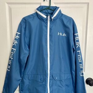 Huk Jacket Medium Blue Fishing Gear Performance Fabric Outdoors Full Zip
